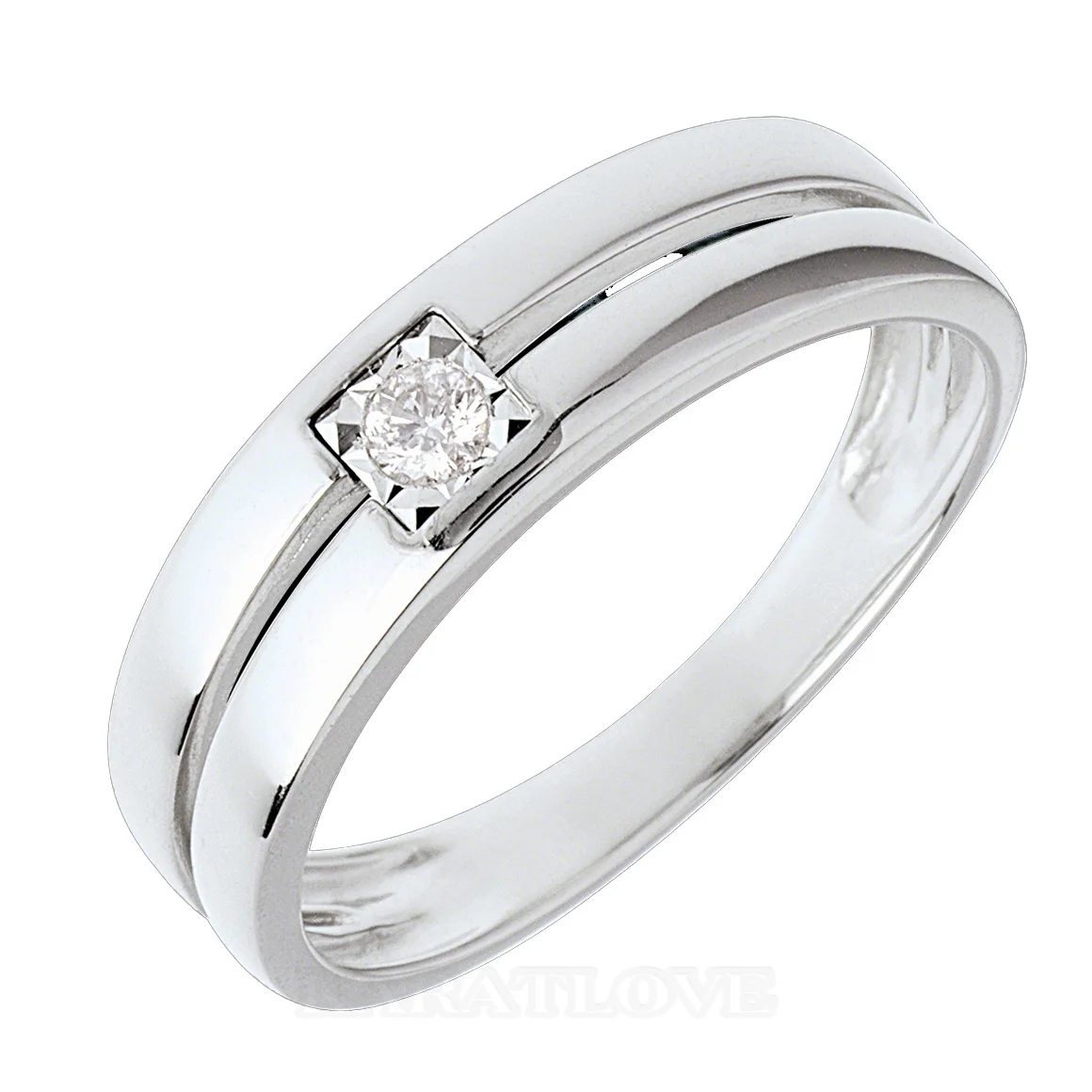 Round Cut Diamond White Sterling Silver Solitaire Wedding Band