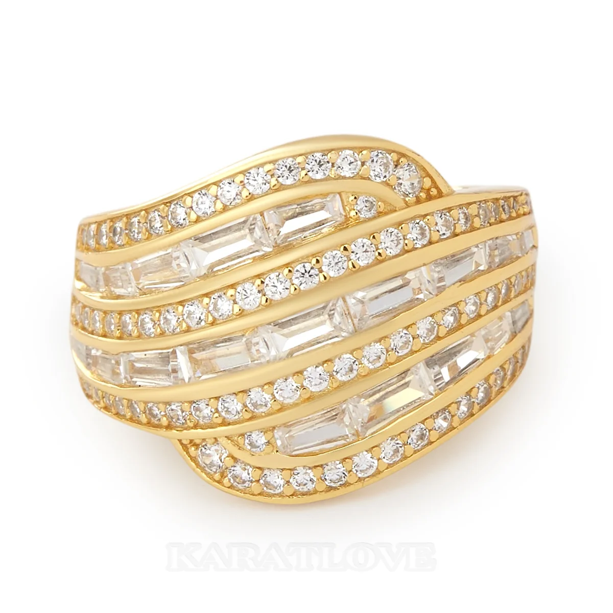 Baguette Cut Diamond White Yellow Gold Sterling Silver Art Deco Band Ring