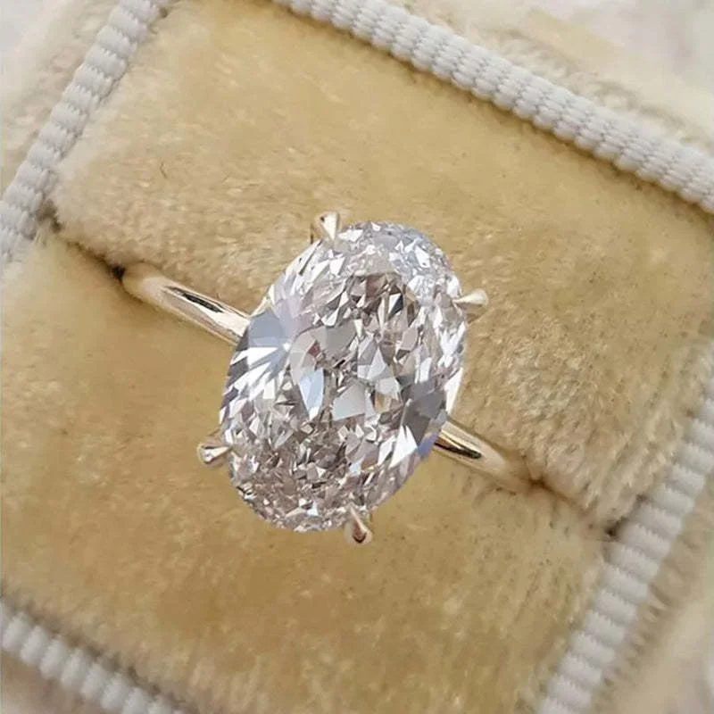 Oval Cut Diamond White Sterling Silver Engagement Ring Oval Cut Diamond White Sterling Silver Engagement Ring