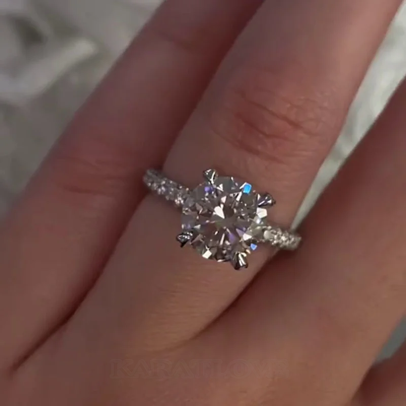 Round Cut Diamond White 925 Sterling Silver Classic Engagement Ring