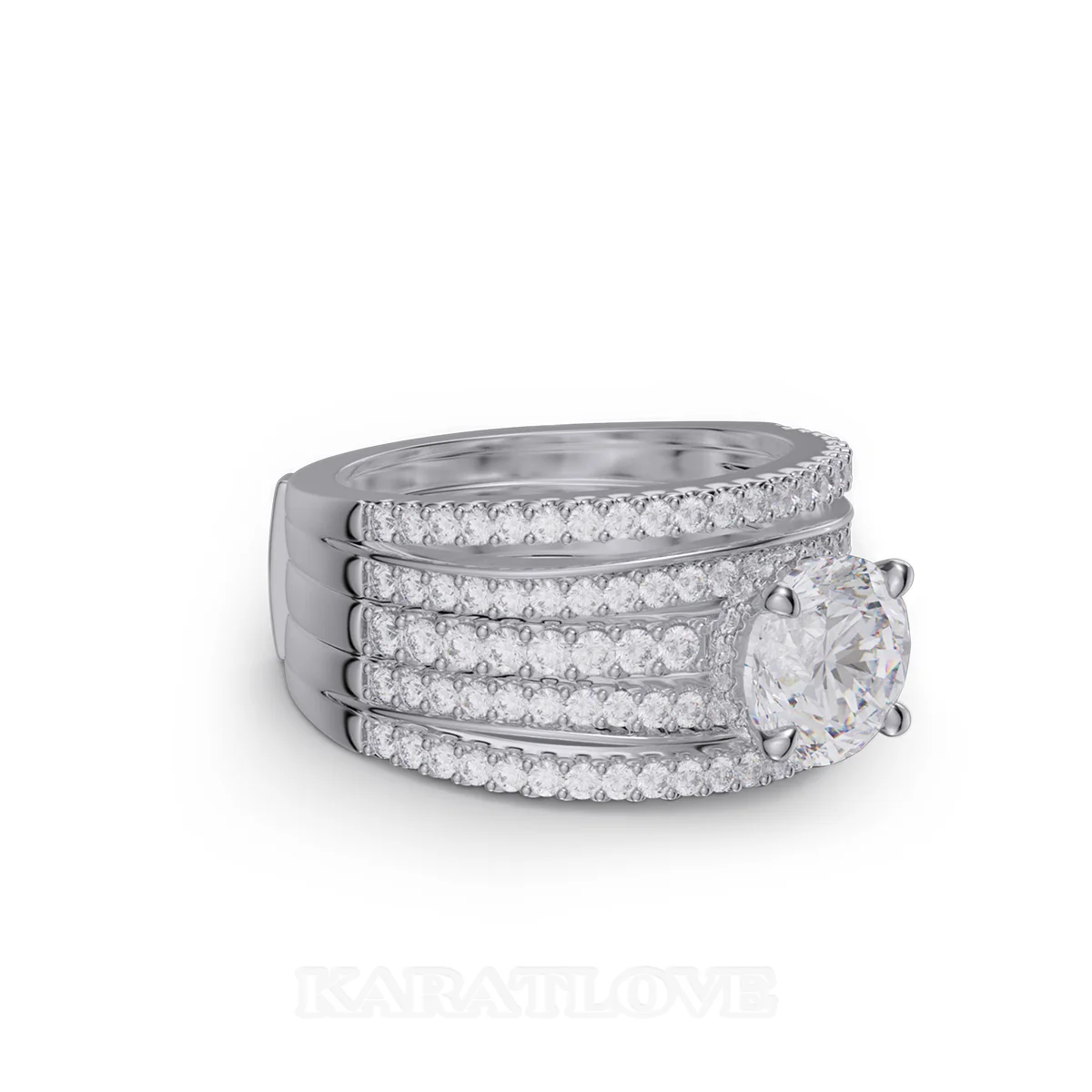 Round Cut Diamond White Insert Sterling Silver Hidden Halo Jacket Bridal Sets