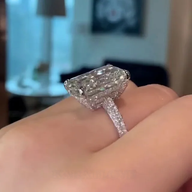 Radiant Cut Diamond White Engagement Ring in 925 Sterling Silver