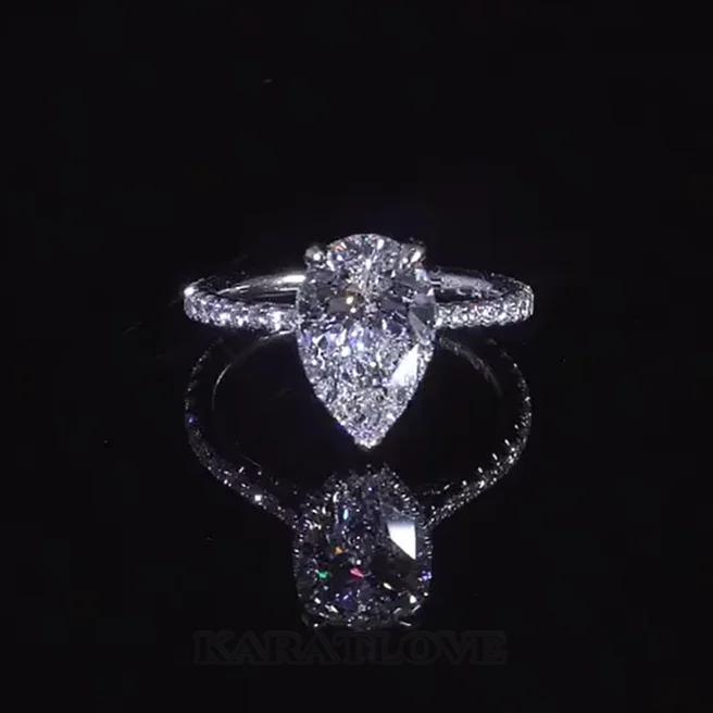 Pear Cut Diamond White 925 Sterling Silver Halo Engagement Ring Pear Cut Diamond White 925 Sterling Silver Halo Engagement Ring