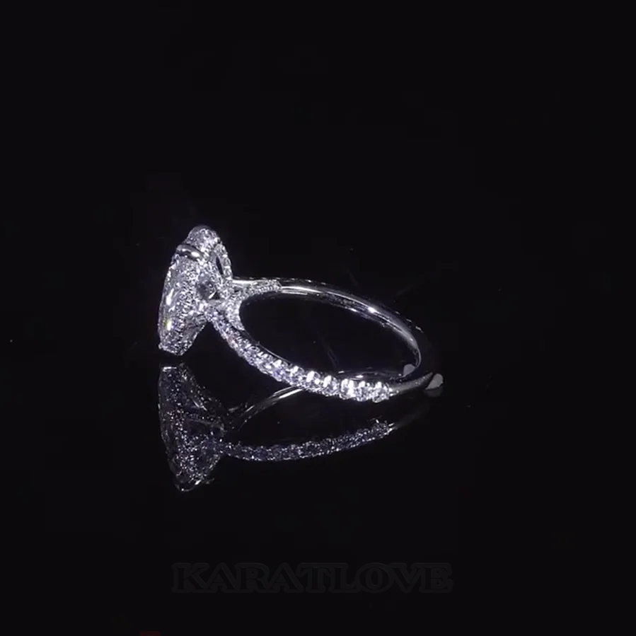 Pear Cut Diamond White 925 Sterling Silver Halo Engagement Ring