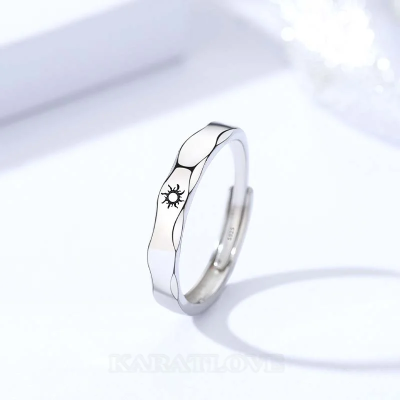 Sun and Moon Sterling Silver Couple Rings