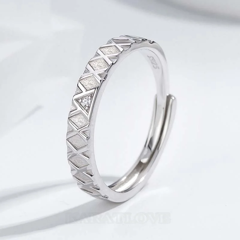 Round Diamond White Sterling Silver Couple Rings