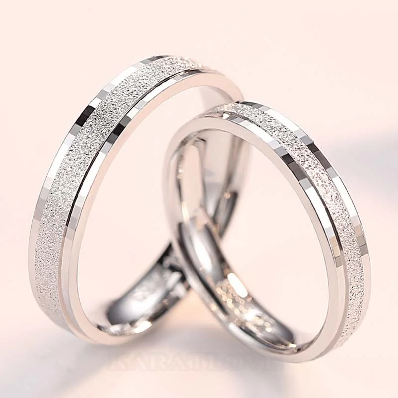 Scrub Sterling Silver Couple Rings