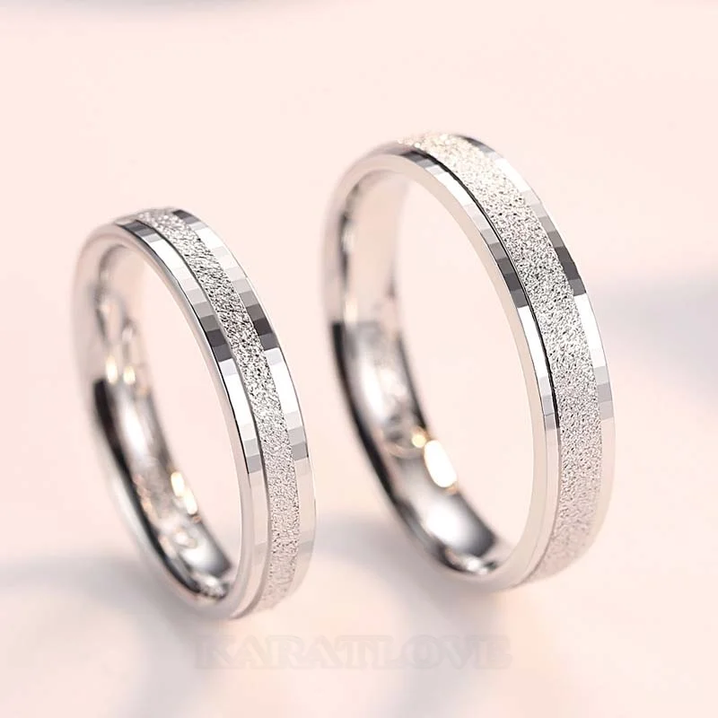 Scrub Sterling Silver Couple Rings