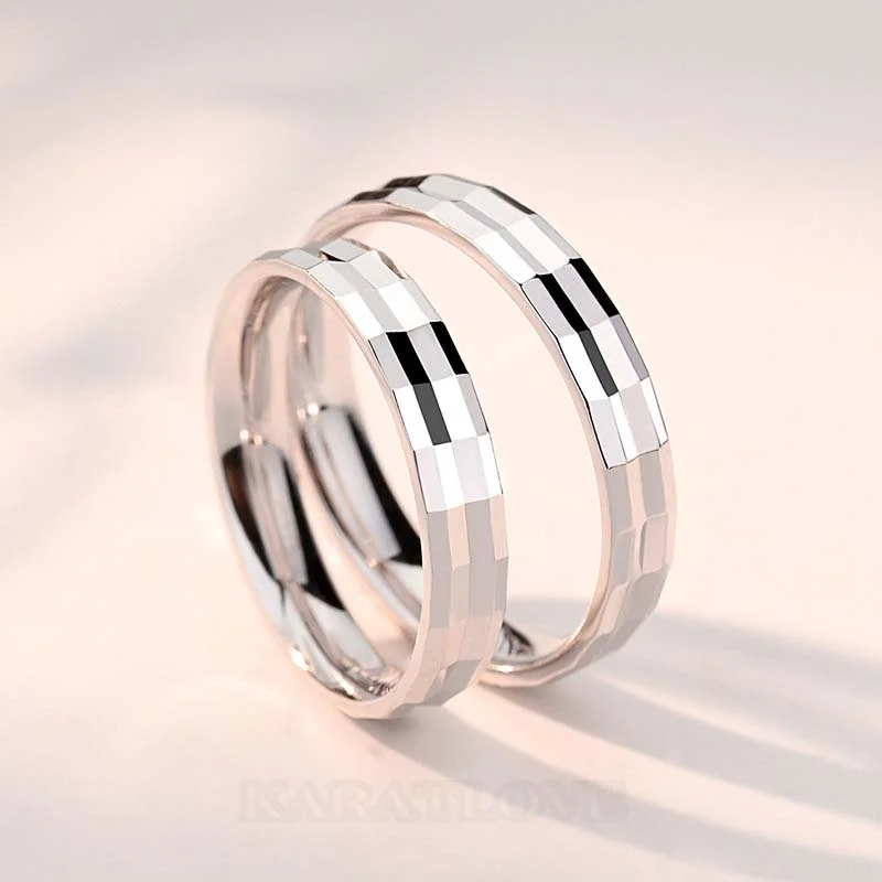 Shining Sterling Silver Couple Rings