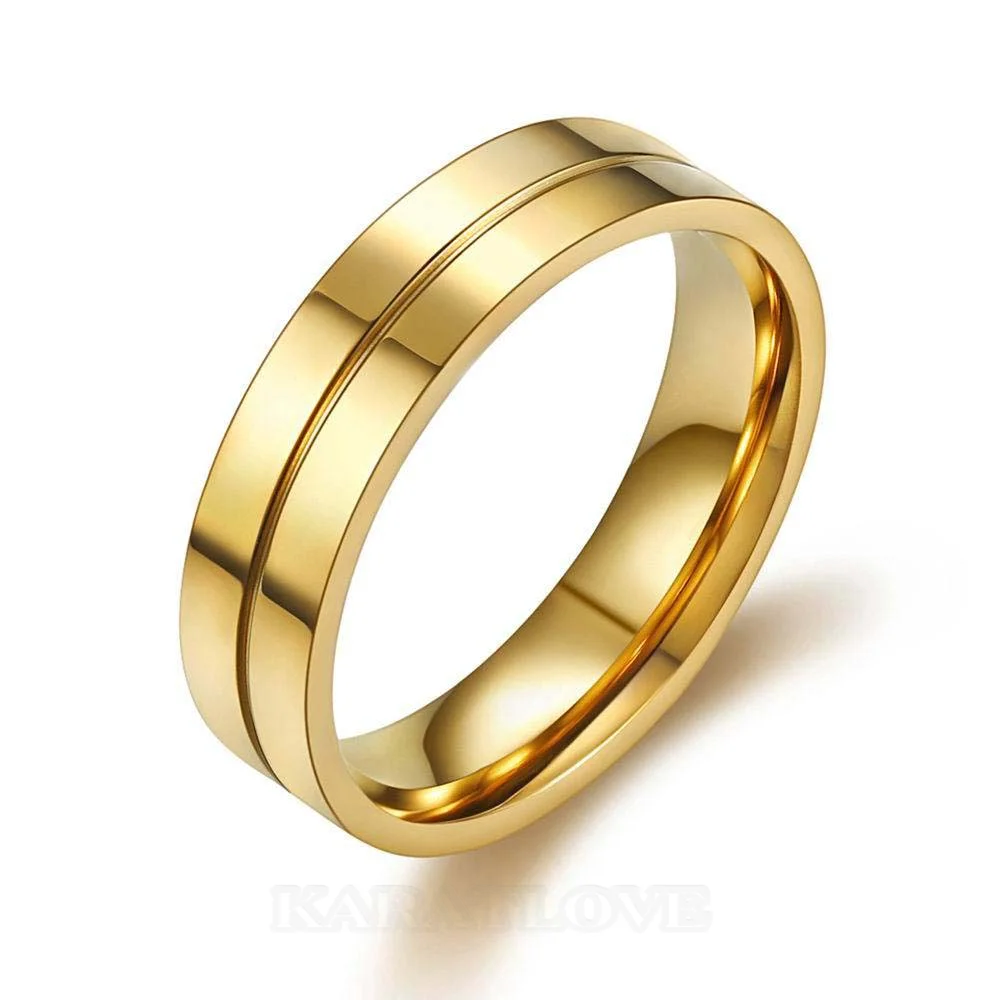 Round Diamond White Yellow Gold Titanium Couple Rings