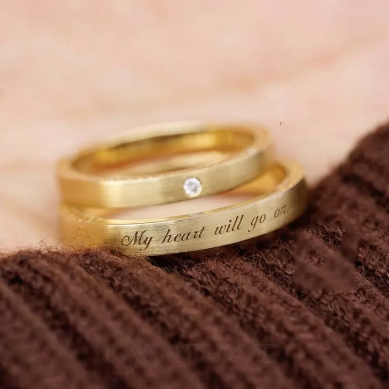 My Heart Will Go On Round Diamond White Sterling Silver Couple Rings