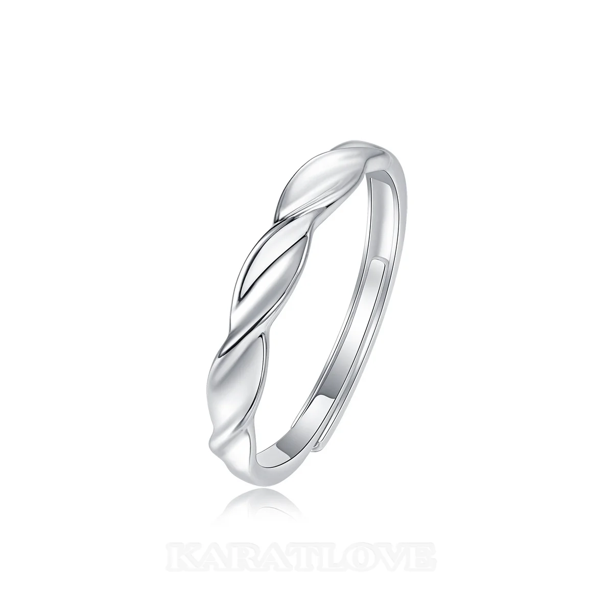 Round Cut Moissanite Diamond White 925 Sterling Silver Adjustable Size Couple Rings