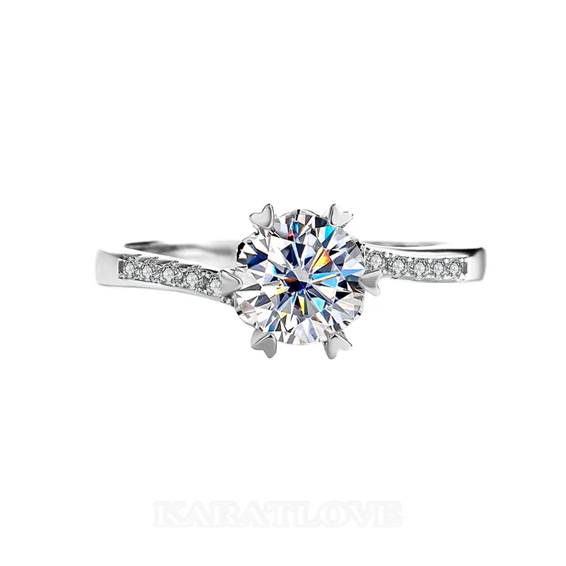 Round Cut Moissanite Diamond White 925 Sterling Silver Classic Engagement Ring Round Cut Moissanite Diamond White 925 Sterling Silver Classic Engagement Ring