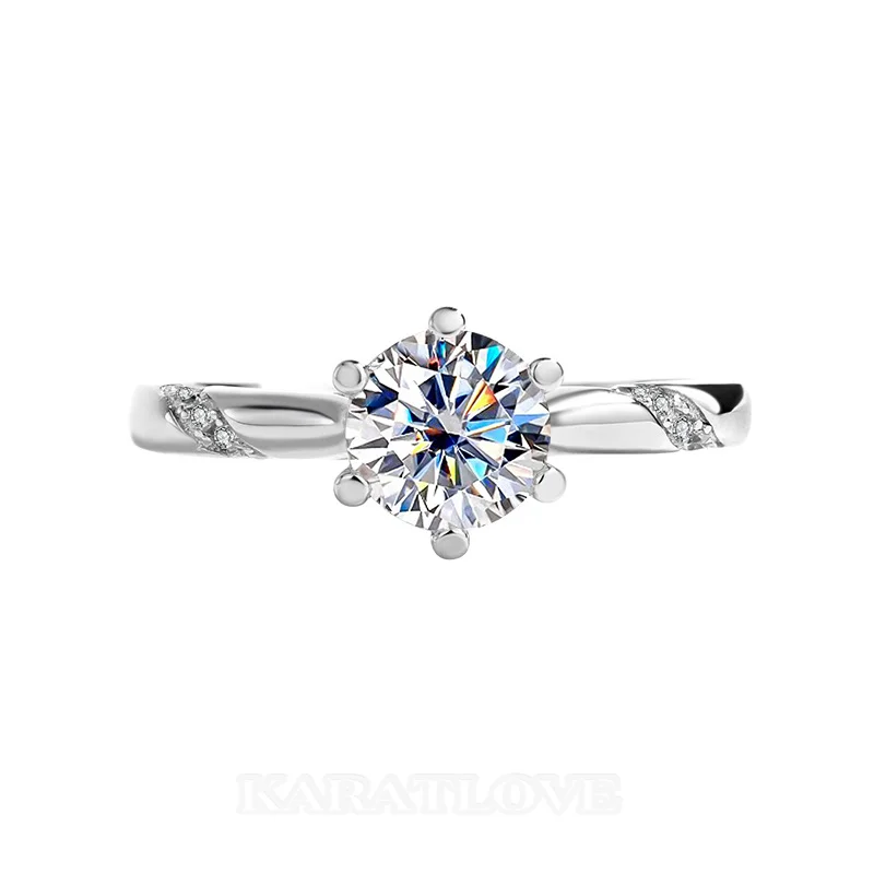 Round Cut Moissanite Diamond White 925 Sterling Silver Classic Engagement Ring Round Cut Moissanite Diamond White 925 Sterling Silver Classic Engagement Ring