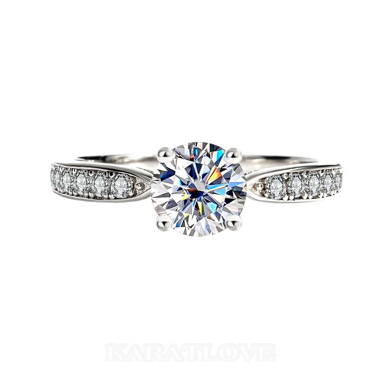 Round Cut Moissanite Diamond White 925 Sterling Silver Classic Engagement Ring Round Cut Moissanite Diamond White 925 Sterling Silver Classic Engagement Ring
