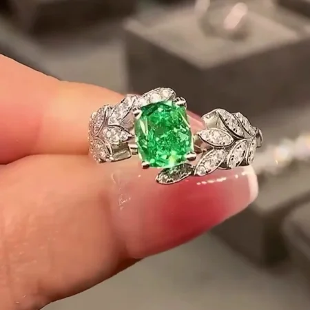 Radiant Cut Emerald Green...
