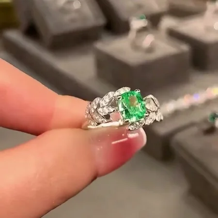 Radiant Cut Emerald Green...