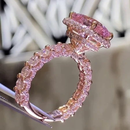 Radiant Cut Fancy Pink Halo...