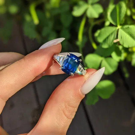 Radiant Cut Sapphire Blue...