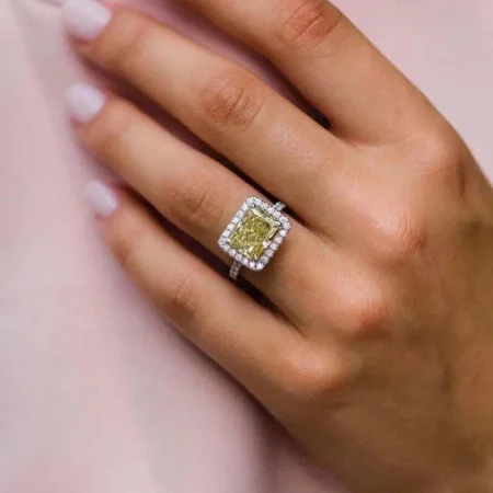 Radiant Cut Citrine Yellow...