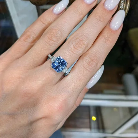 Radiant Cut Sapphire Blue...