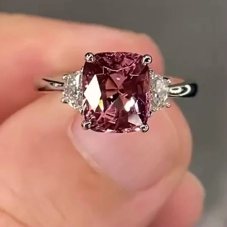 Radiant Cut Garnet Red...