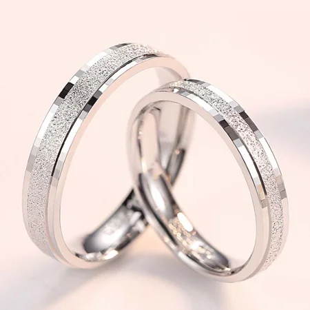 Scrub Sterling Silver Couple Rings