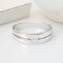 Round Cut Diamond White Sterling Silver Solitaire Wedding Band