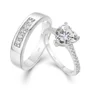 Heart Cut Diamond White 925 Sterling Silver Wedding Couple Rings