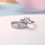 Heart Cut Diamond White 925 Sterling Silver Wedding Couple Rings