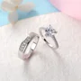 Heart Cut Diamond White 925 Sterling Silver Wedding Couple Rings