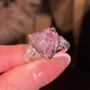 Fancy Pink Heart Cut 3-Stone Engagement Ring in 925 Sterling Silver