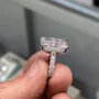 Radiant Cut Diamond White Hidden Halo 925 Sterling Silver Engagement Ring