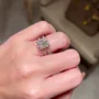 Radiant Cut Diamond White Hidden Halo 925 Sterling Silver Yellow Gold Engagement Ring