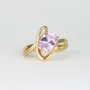 Radiant Cut Fancy Pink Art Deco Solitaire 925 Sterling Silver Yellow Gold Engagement Ring