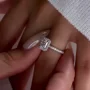 Radiant Diamond White Sterling Silver Halo Engagement Ring