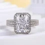 Radiant Cut Diamond White Sterling Silver Halo Engagement Ring