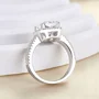Radiant Cut Diamond White Sterling Silver Halo Engagement Ring