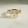 Radiant Cut Diamond White Sterling Silver Yellow Gold Engagement Ring