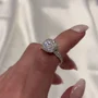 Cushion Cut Diamond White Sterling Silver Halo Engagement Ring
