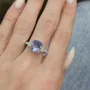Radiant Cut Sapphire Blue Sterling Silver 3-Stone Engagement Ring