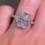 Radiant Cut Diamond White Sterling Silver 3-Stone Engagement Ring