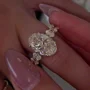 Oval Cut Diamond White 925 Sterling Silver Yellow Gold Hidden Halo Engagement Ring