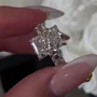 Radiant Cut Diamond White 925 Sterling Silver Hidden Halo Engagement Ring