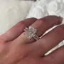 Radiant Cut Diamond White 925 Sterling Silver Hidden Halo Engagement Ring