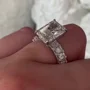 Radiant Cut Diamond White 925 Sterling Silver Hidden Halo Engagement Ring