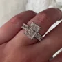 Radiant Cut Diamond White 925 Sterling Silver Hidden Halo Engagement Ring