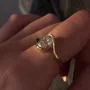 Oval Cut Diamond White 925 Sterling Silver Yellow Gold Solitaire Engagement Ring