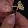 Radiant Cut Diamond White 925 Sterling Silver Yellow Gold Double Hidden Halo Engagement Rings