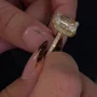 Radiant Cut Diamond White 925 Sterling Silver Yellow Gold Double Hidden Halo Engagement Rings
